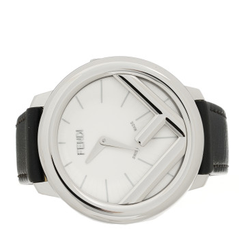 FENDI Stainless Steel Calfskin 36mm Fendi Run Away Quartz Watch Black