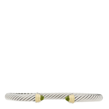 DAVID YURMAN Sterling Silver 14K Yellow Gold Peridot 5mm Cable Classics Petite Color Bracelet