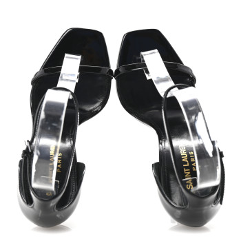 SAINT LAURENT Patent Calfskin Opyum 110 Sandals 35.5 Black