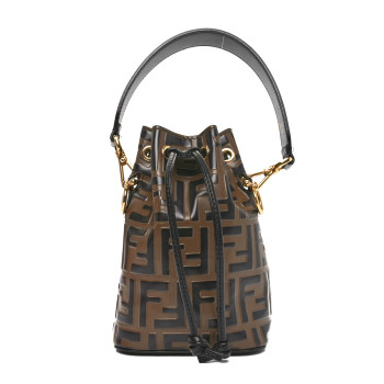 FENDI Vitello Liberty F is Fendi Bi-Color FF 1974 Embossed Mini Mon Tresor Bucket Bag Maya Black