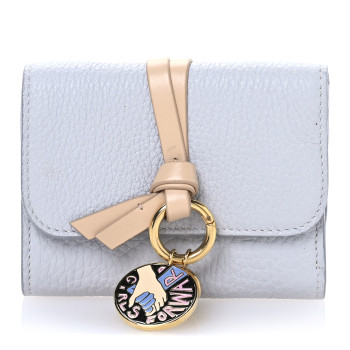 CHLOE Grained Calfskin Alphabet Mini Trifold Wallet Light Cloud