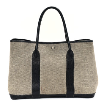 HERMES Buffle Skipper Toile Garden Party 36 MM Tote Black