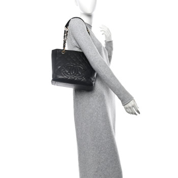 CHANEL Caviar Quilted Petit Shopping Tote PST Black