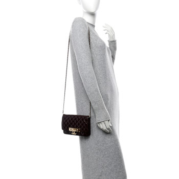 CHANEL Patent Quilted Golden Class Wallet on Chain WOC Burgundy