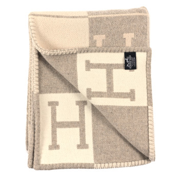 HERMES Wool Cashmere Avalon III Blanket Coco Camomille