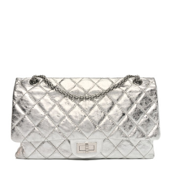 CHANEL Metallic Aged Calfskin Quilted 2.55 Reissue 227 Flap Silver