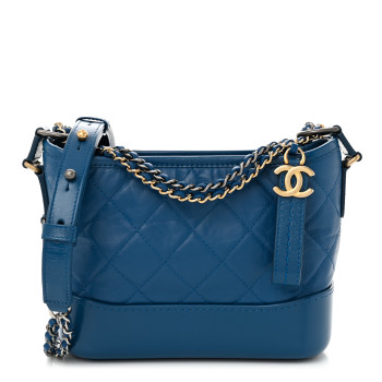 CHANEL Aged Calfskin Quilted Small Gabrielle Hobo Blue