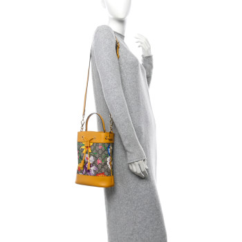 GUCCI GG Supreme Monogram Flora Small Ophidia Bucket Bag Beige Multicolor Crop