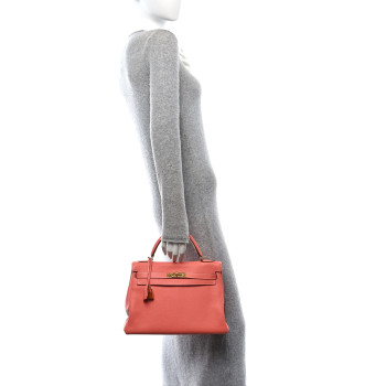HERMES Taurillon Clemence Kelly Retourne 32 Crevette