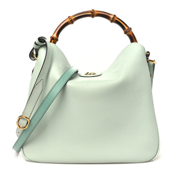 GUCCI Softy Wonka Textured Dollar Calfskin Medium Diana Shoulder Bag Salvy Green