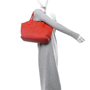 BOTTEGA VENETA Nappa Intrecciato Mini Cabat  Red