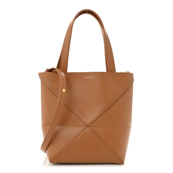 LOEWE Shiny Calfskin Mini Puzzle Fold Tote Warm Desert