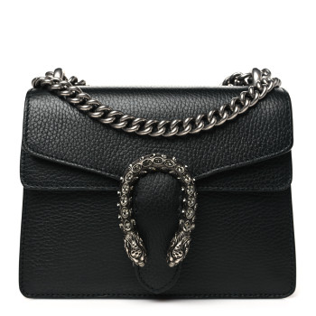 GUCCI Calfskin Mini Dionysus Shoulder Bag Black