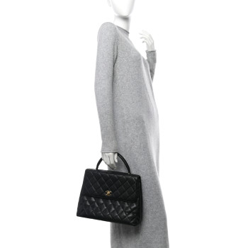 CHANEL Caviar Quilted Jumbo Kelly Flap Black