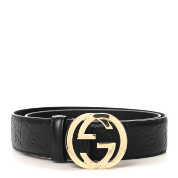 GUCCI Guccissima Interlocking G 37mm Belt 75 30 Black