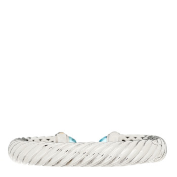 DAVID YURMAN Sterling Silver 18K Yellow Gold Blue Topaz 10mm Waverly Bracelet