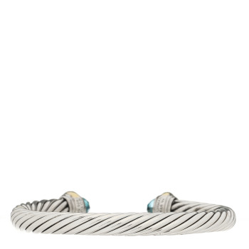 DAVID YURMAN Sterling Silver 14K Yellow Gold Blue Topaz 7mm Cable Classics Bracelet