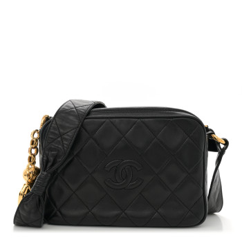 CHANEL Lambskin Quilted Small Diamond CC Camera Case Black CHANEL Lambskin Quilted Small Diamond CC Camera Case Black
