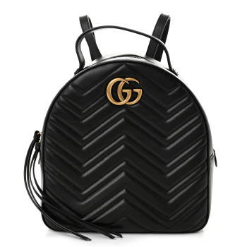 GUCCI Calfskin Matelasse GG Marmont Dome Backpack Black