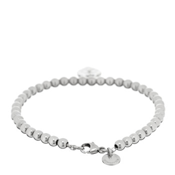 TIFFANY Sterling Silver Diamond 4mm Return to Tiffany Heart Tag Bead Bracelet