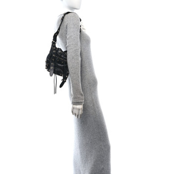 BALENCIAGA Agneau Arena Le Cagole Bucket Bag XS Black