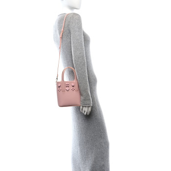 CHRISTIAN LOUBOUTIN Calfskin Empire Spike Studded Mini North South Cabata Tote Rosy