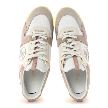 LOUIS VUITTON Suede Mesh Run Away Sneakers 40 White Grey