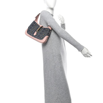 GUCCI New Denim GG Monogram Calfskin Love Parade Small Jackie 1961 Hobo Light Pink