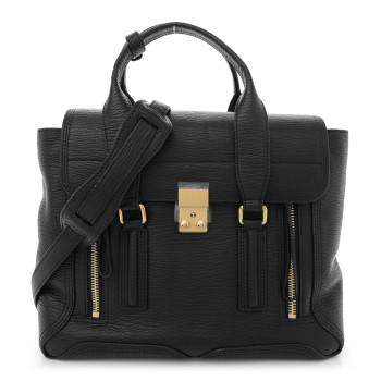 3.1 PHILLIP LIM Textured Calfskin Medium Pashli Satchel Black