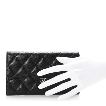 CHANEL Caviar Quilted Large Flap Wallet Black