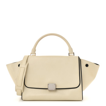 CELINE Smooth Calfskin Small Trapeze White Black