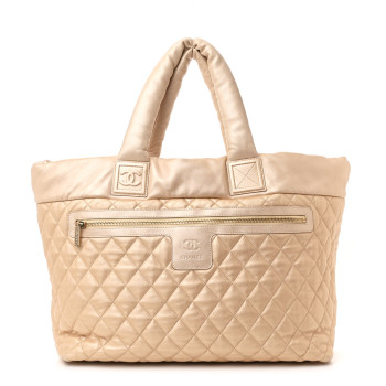 CHANEL Metallic Lambskin Quilted Large Coco Cocoon Tote Light Gold
