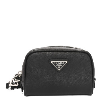 PRADA Saffiano Travel Zip Pouch Black