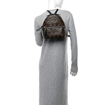 FENDI Vitello Bi-Color FF 1974 Embossed Mini Backpack Maya Black