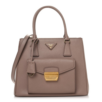 PRADA Saffiano Lux Galleria Front Pocket Tote Cipria