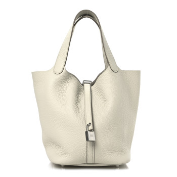 HERMES Taurillon Clemence Picotin Lock 22 MM Craie