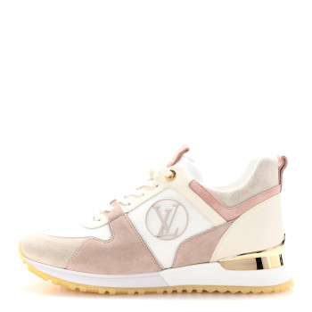 LOUIS VUITTON Suede Mesh Run Away Sneakers 40 White Grey