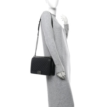 CHANEL Caviar Quilted New Medium Boy Flap Black