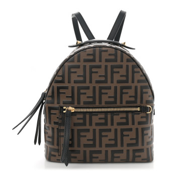 FENDI Vitello Bi-Color FF 1974 Embossed Mini Backpack Maya Black