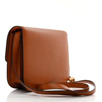 CELINE Box Calfskin Medium Classic Box Flap Bag Tawny
