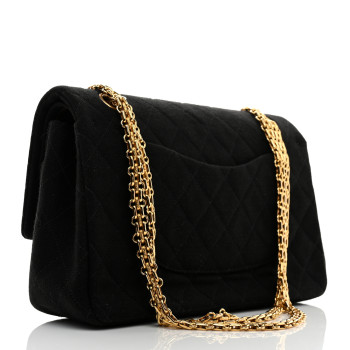 CHANEL Jersey Quilted Small Double Flap Black