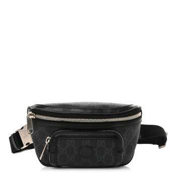 GUCCI GG Supreme Monogram Textured Calfskin Retro Interlocking G Belt Bag Black
