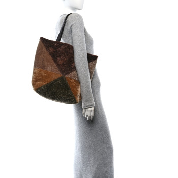 LOEWE Shearling Large Puzzle Fold Tote Multicolor