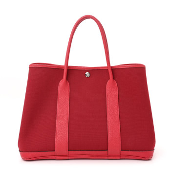HERMES Toile Militaire Negonda Garden Party 30 TPM Rouge Grenat Bougainvillea