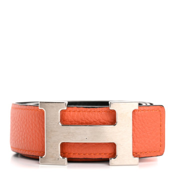 HERMES Box Togo 32mm H Belt 90 36 Black Orange