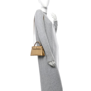 HERMES Metallic Chevre Chamkilight Mini Kelly Sellier 20 Dore