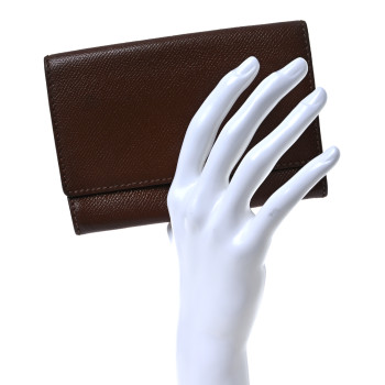 CHANEL Calfskin Compact Wallet Brown
