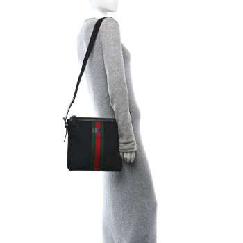 GUCCI Techno Canvas Web Messenger Bag Black