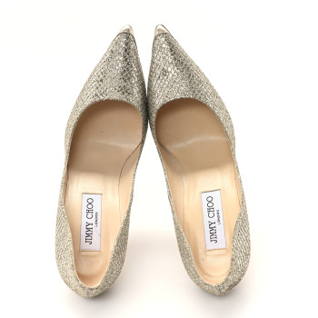 JIMMY CHOO Glitter Fabric Romy 85 Pumps 37.5 Champagne