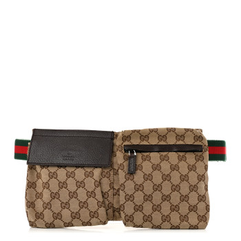 GUCCI Monogram Web Belt Bag Dark Brown